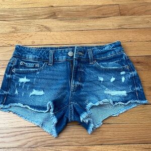 Aeropostale Ripped Low Rise Denim Shorts